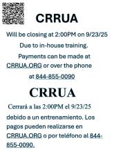 CRRUA Office Closes Early on Sep. 23, 2025