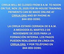 CRRUA will be closed from 8 a.m. to noon on Tues., Nov 2025, for in-house training.