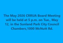 May CRRUA Board Meeting Date Changed to May 12, 2026.