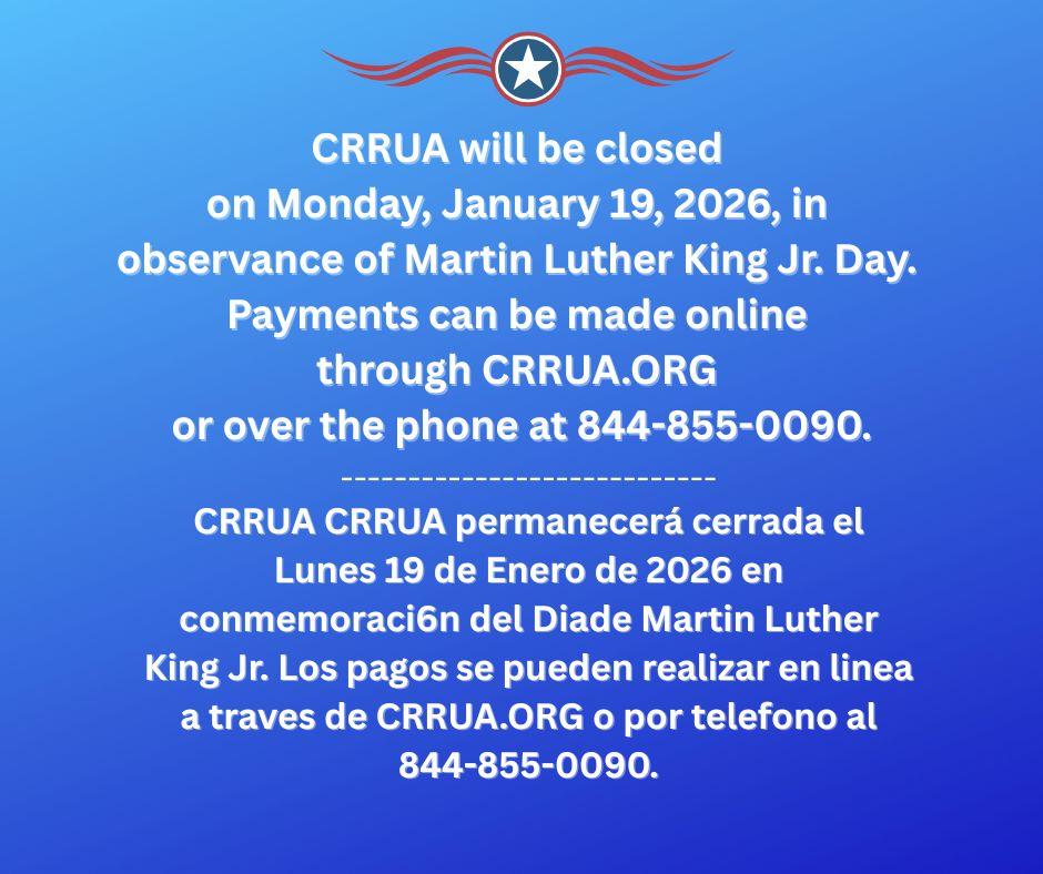 CRRUA will be closed Monday, Jan. 19, 2026, for MLK day.