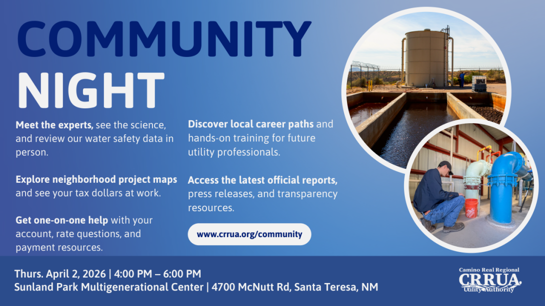 CRRUA Community Night  An Inside Look at Water Treatment and Safety